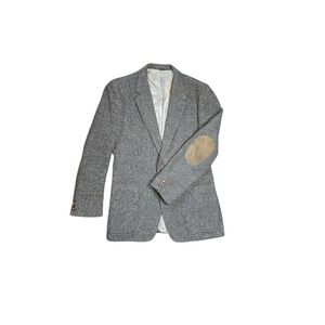 Vintage 80s Tweed Elbow Patch Blazer Academic Professor Core Jacket 40R